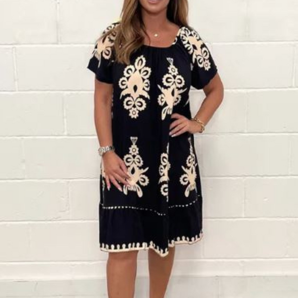 Elegantes Midi-Kleid für Damen mit geometrischem Muster