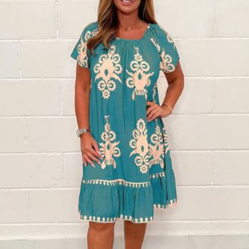 Elegantes Midi-Kleid für Damen mit geometrischem Muster