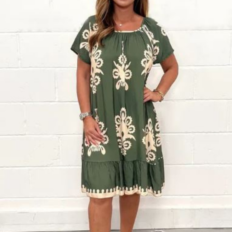 Elegantes Midi-Kleid für Damen mit geometrischem Muster