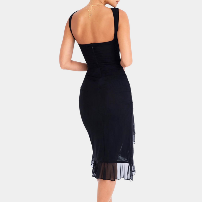 Elegante Damen Abendkleid mit feinen Rüschen