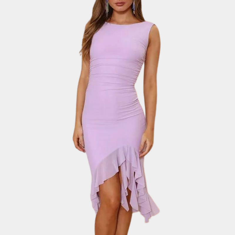 Elegante Damen Abendkleid mit feinen Rüschen