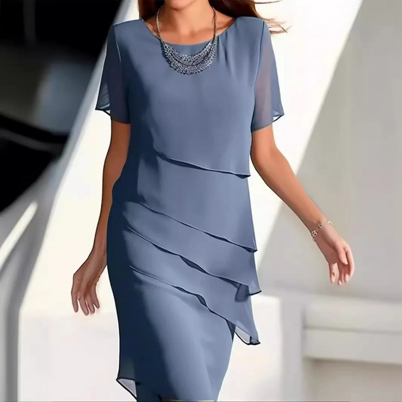 Elegantes Gelaagtes Chiffon Midi Kleid für besondere Anlässe