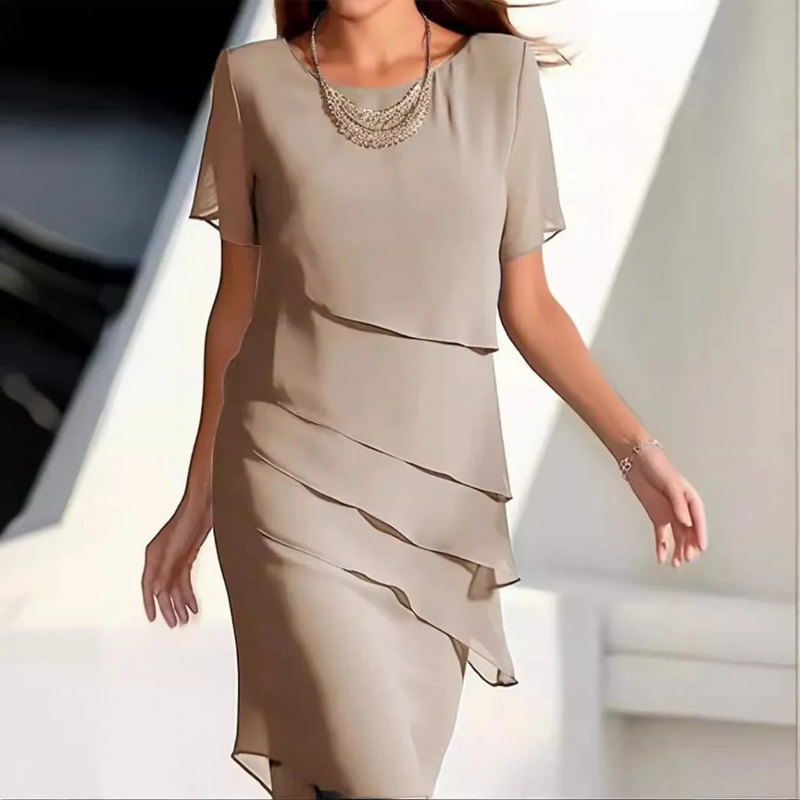 Elegantes Gelaagtes Chiffon Midi Kleid für besondere Anlässe