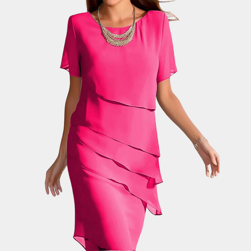 Elegantes Gelaagtes Chiffon Midi Kleid für besondere Anlässe