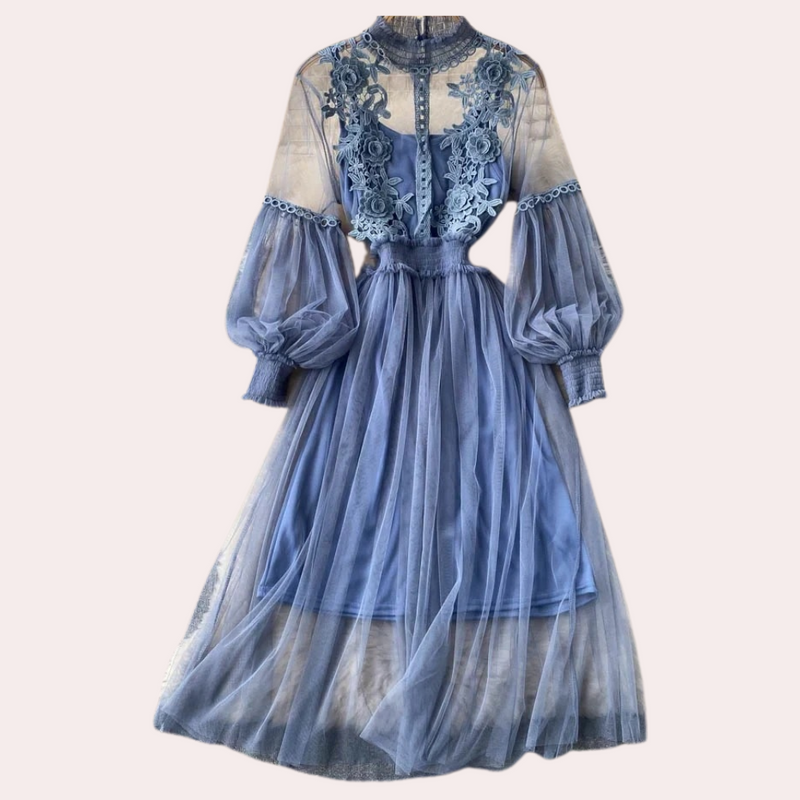 Elegante Blumenbluse mit Stehkragen und Lanternärmeln