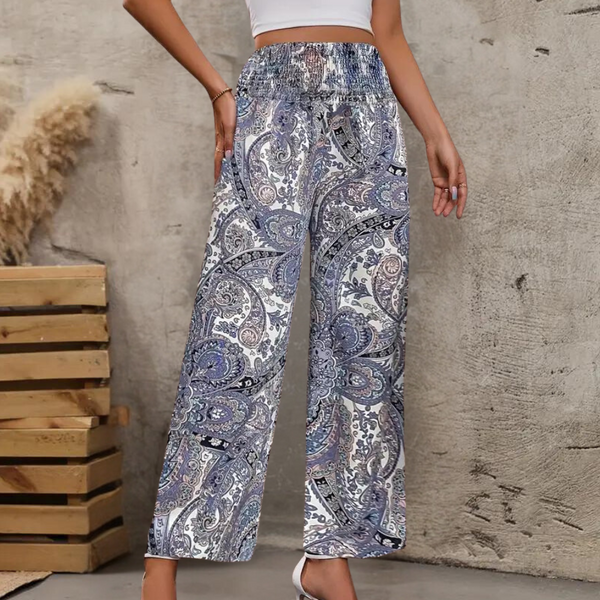 Luftige Boho Damenhose mit weiten Beinen und Taschen