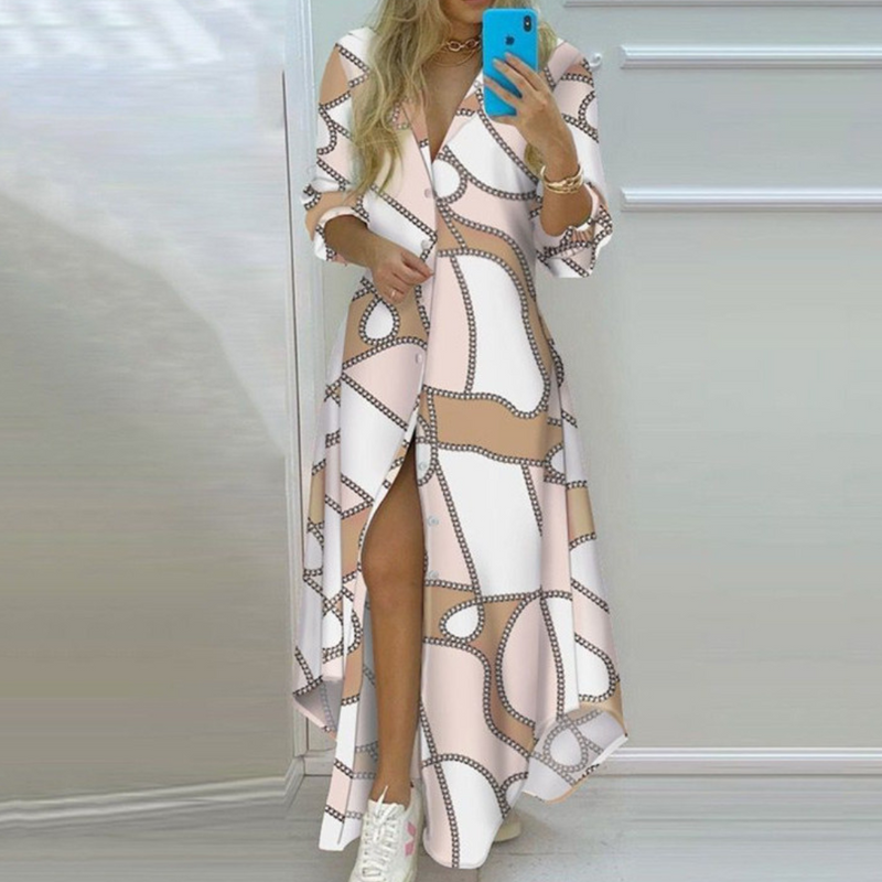 Elegante Kleid mit Künstlerischer Zeitungsdruck-Optik