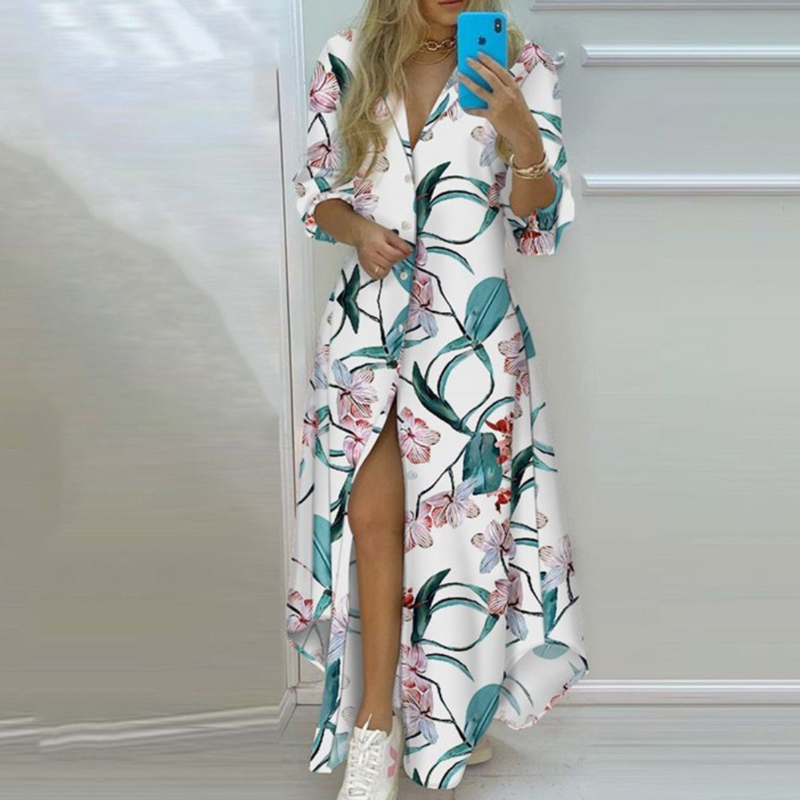 Elegante Kleid mit Künstlerischer Zeitungsdruck-Optik