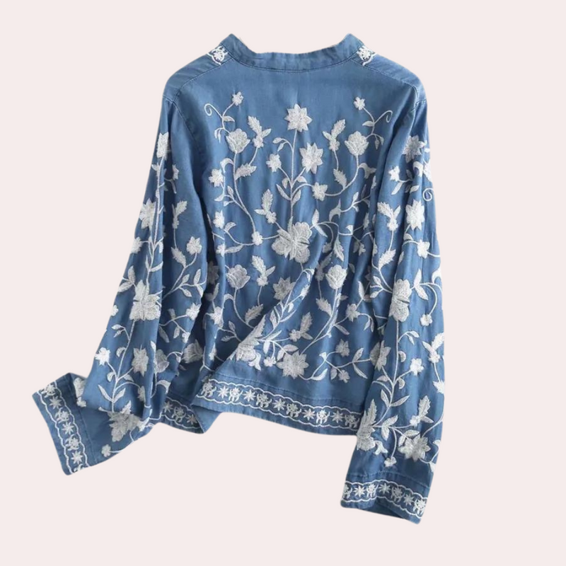 Elegante Blumen-Stickerei Damenjacke