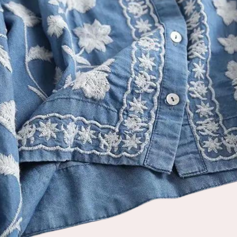 Elegante Blumen-Stickerei Damenjacke