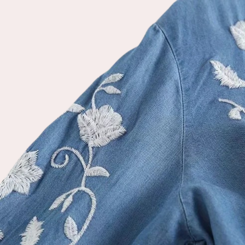 Elegante Blumen-Stickerei Damenjacke
