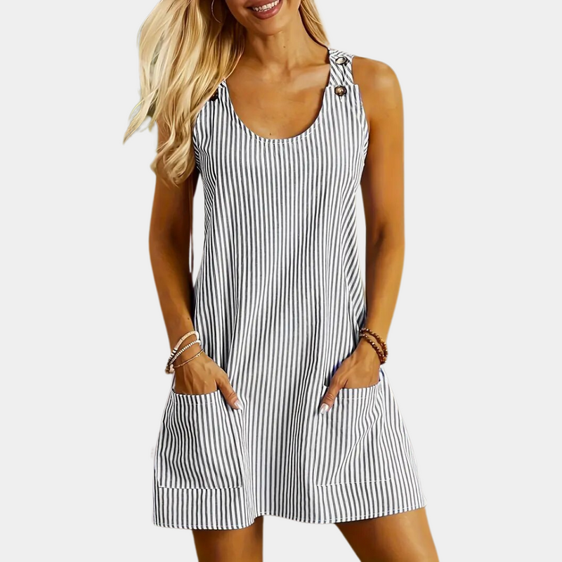 Elegante ärmellose gestreifte Mini-Dress für Damen