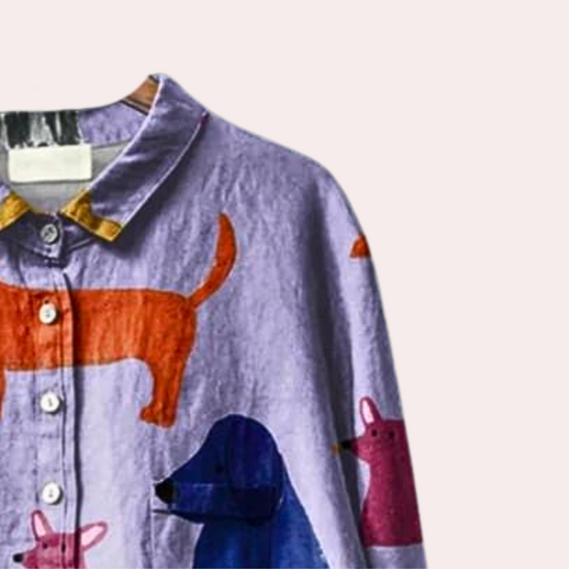 Brynja - Shirt mit verspieltem Hundedruck für Frauen