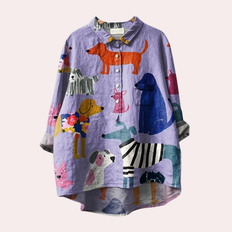 Brynja - Shirt mit verspieltem Hundedruck für Frauen