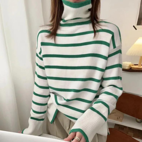 Clarice - Trendiger gestreifter Rollkragenpullover für Damen