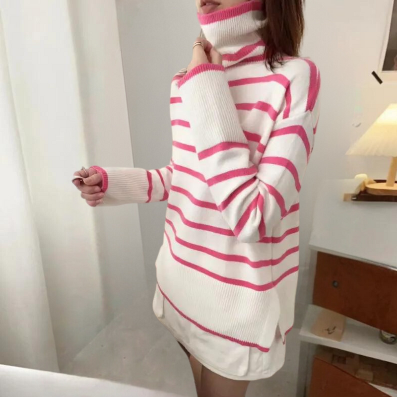 Clarice - Trendiger gestreifter Rollkragenpullover für Damen