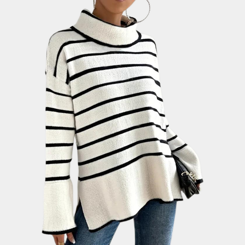 Clarice - Trendiger gestreifter Rollkragenpullover für Damen