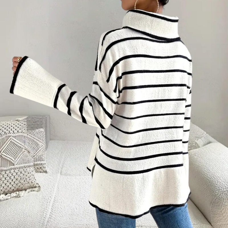 Clarice - Trendiger gestreifter Rollkragenpullover für Damen
