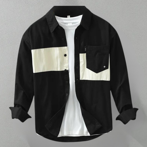 Kael - Trendiges Herren Langarm-Kolorblock-Shirt