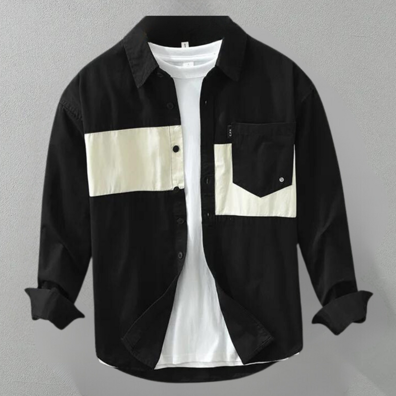 Kael - Trendiges Herren Langarm-Kolorblock-Shirt