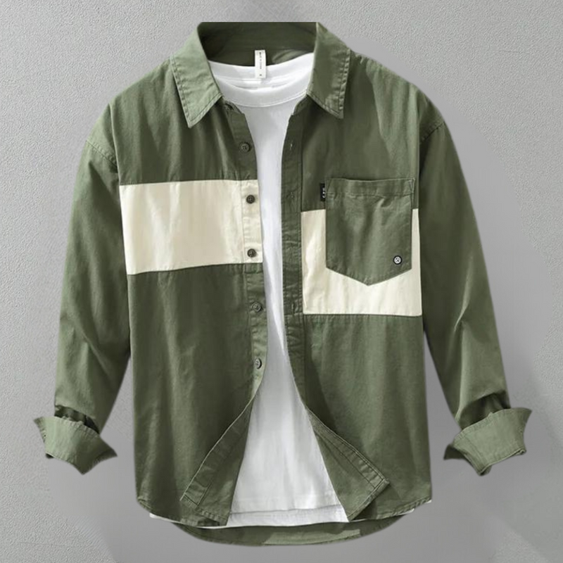 Kael - Trendiges Herren Langarm-Kolorblock-Shirt