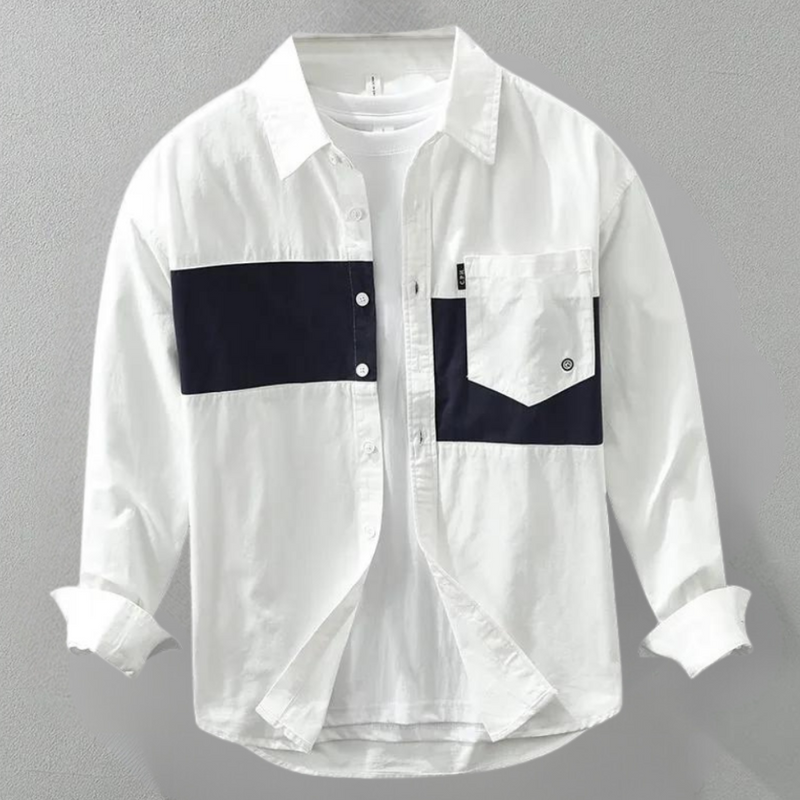 Kael - Trendiges Herren Langarm-Kolorblock-Shirt