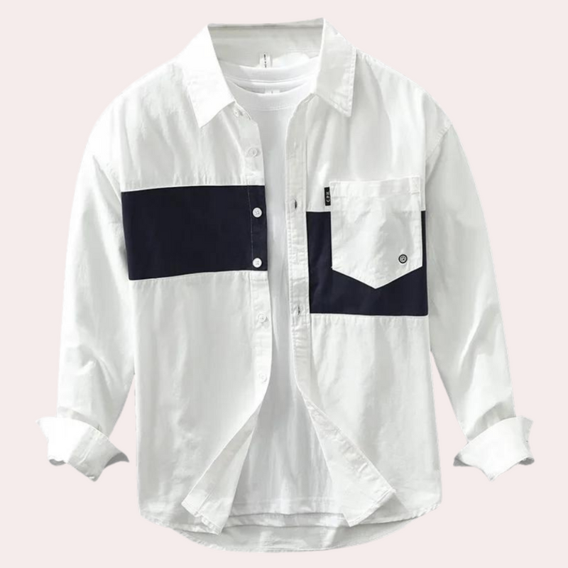 Kael - Trendiges Herren Langarm-Kolorblock-Shirt