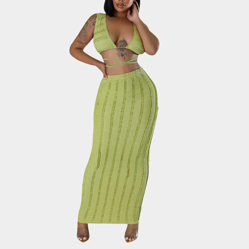 Gavrilla - Trendiges Crop-Top und Maxirock