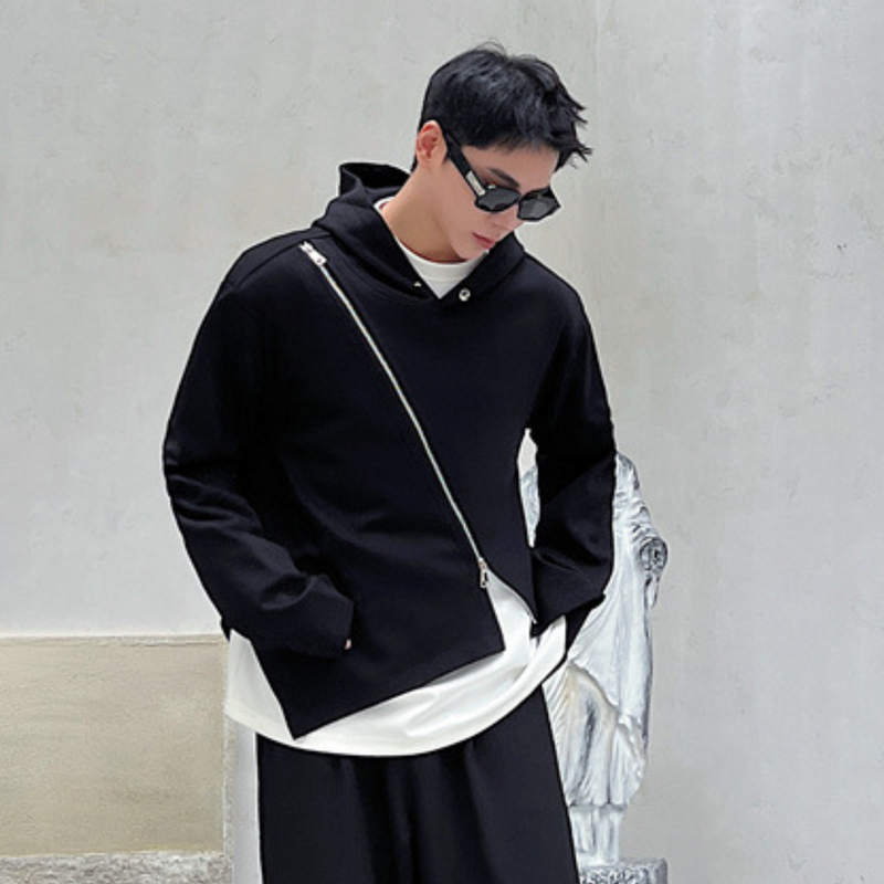 Asymmetrische moderne Herrenhoodie für eleganten Stil