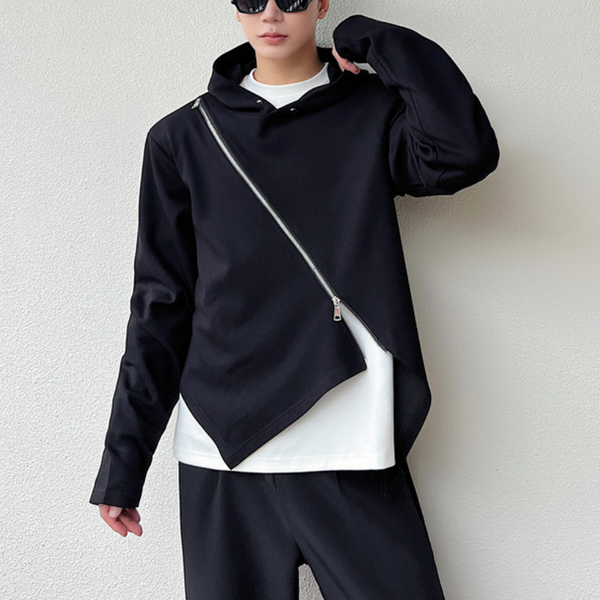 Asymmetrische moderne Herrenhoodie für eleganten Stil