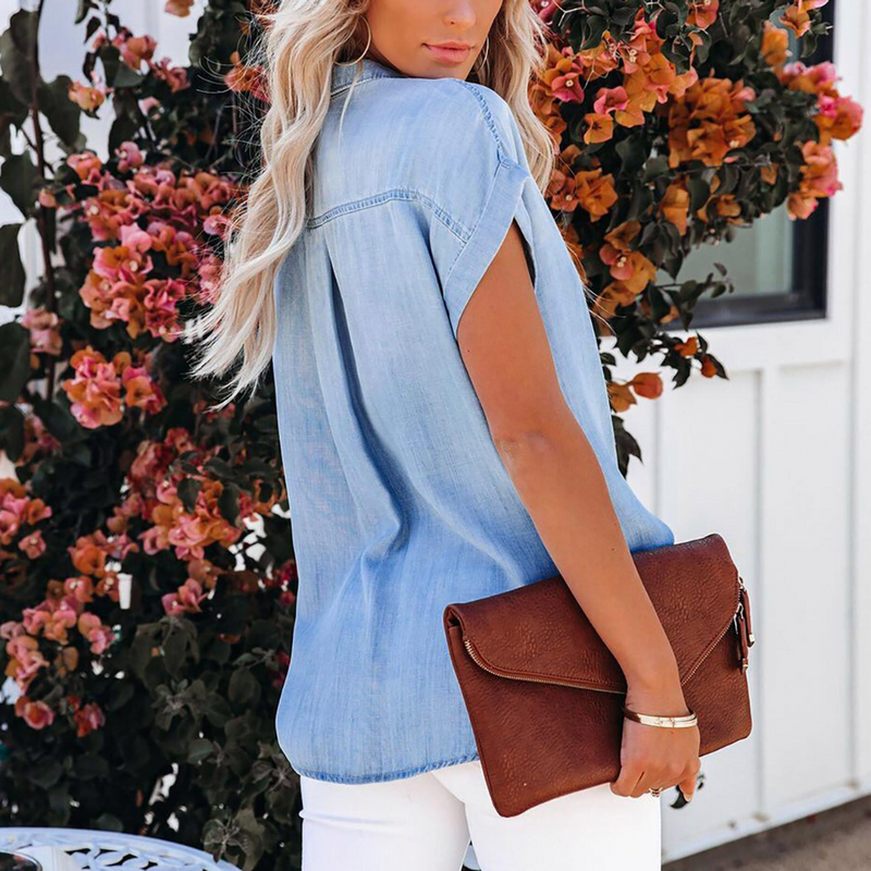 Shaloni - Moderne lässige Denim-Bluse für Frauen
