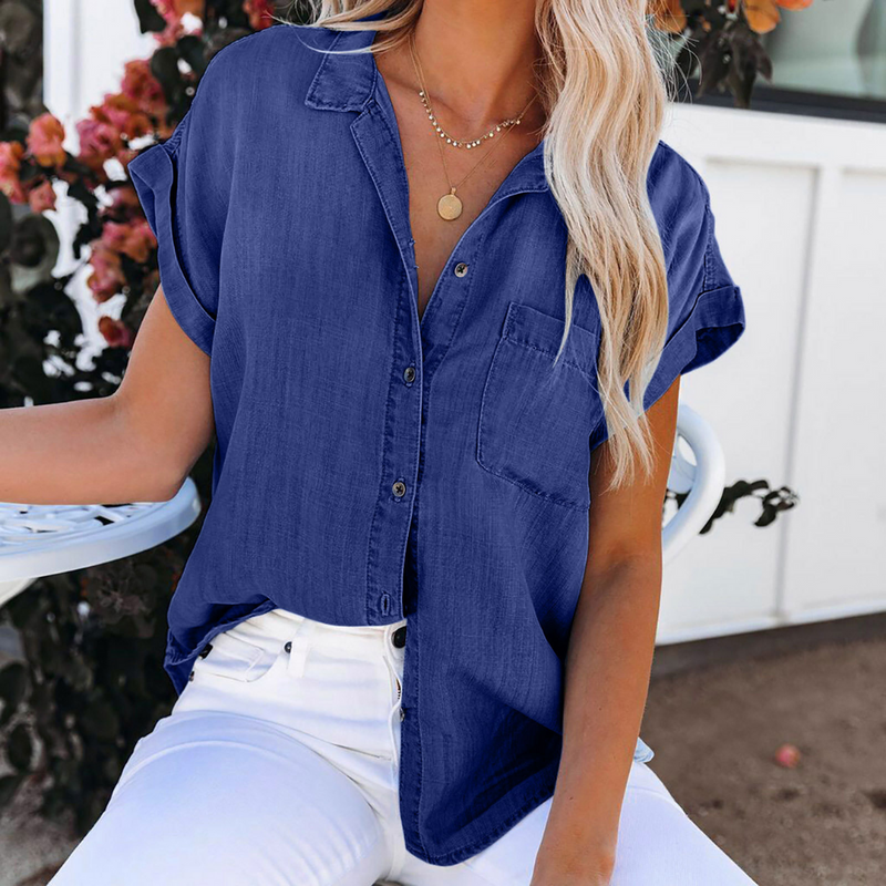 Shaloni - Moderne lässige Denim-Bluse für Frauen