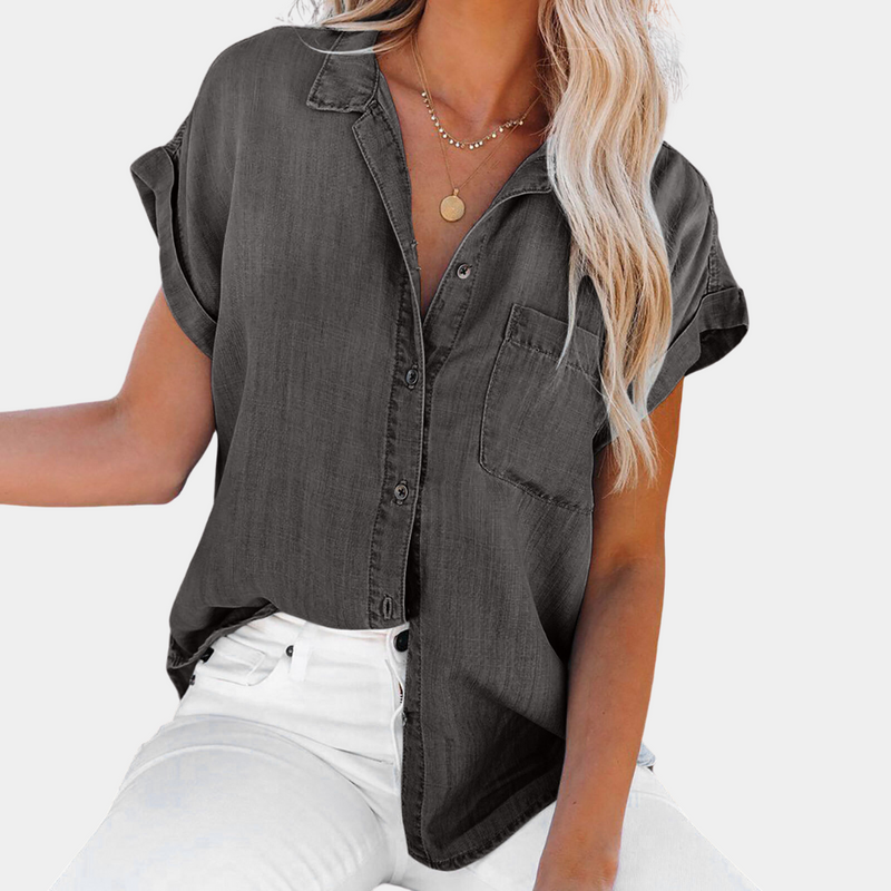 Shaloni - Moderne lässige Denim-Bluse für Frauen