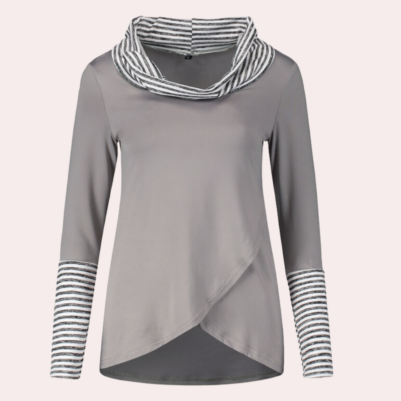 Kyra - Damen-Top mit überlappendem Saum und langen Ärmeln