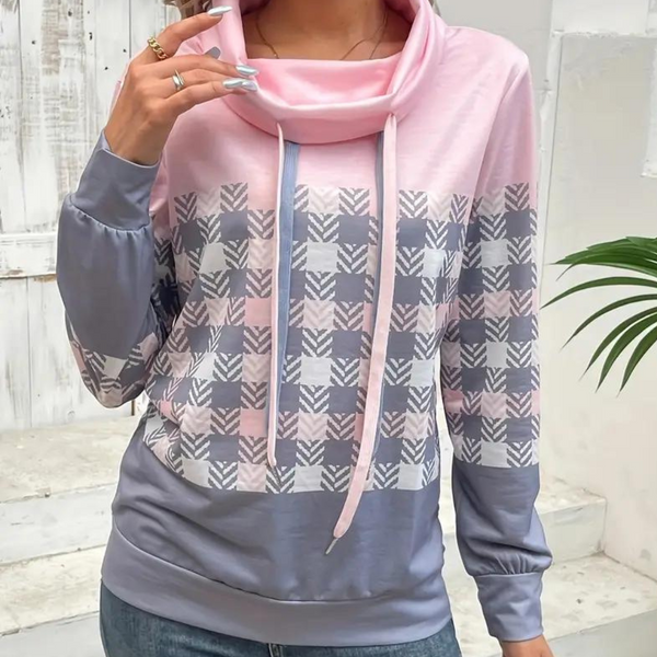 Emmanuelle - Bequemes kariertes Damensweatshirt