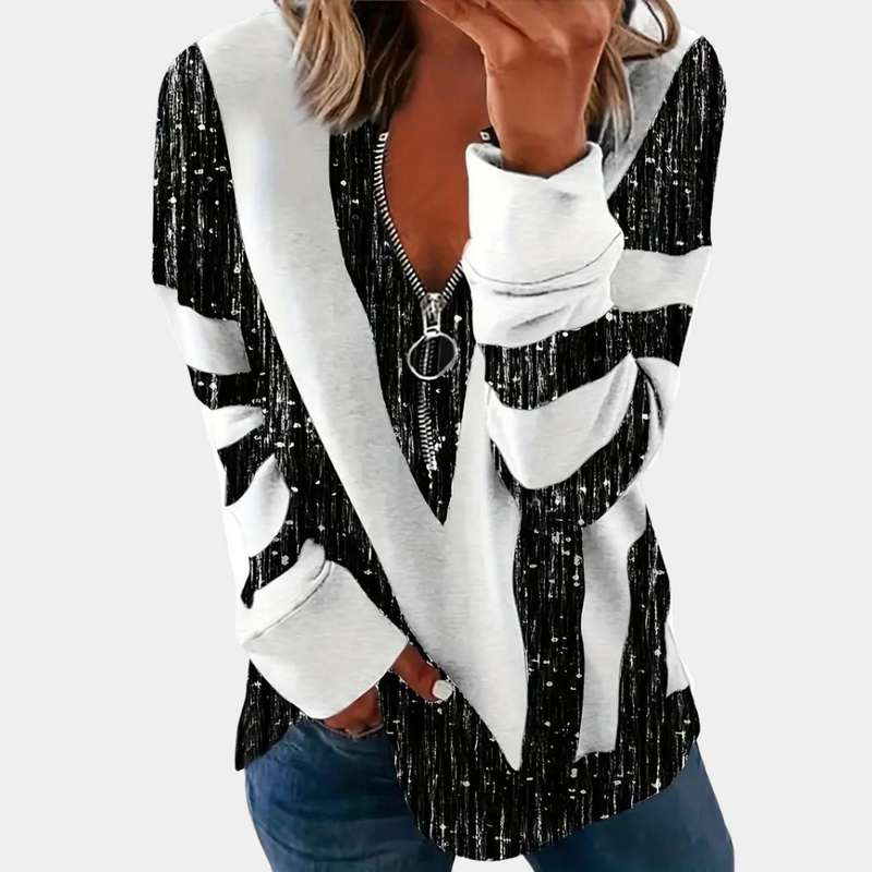 Leocadia - Modernes Langarm-Zip-up-Shirt für Frauen