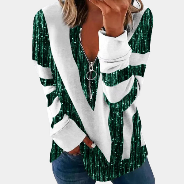 Leocadia - Modernes Langarm-Zip-up-Shirt für Frauen