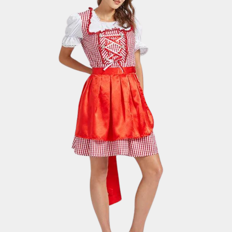 Elegante Damenkleidung für das Oktoberfest im Karomuster