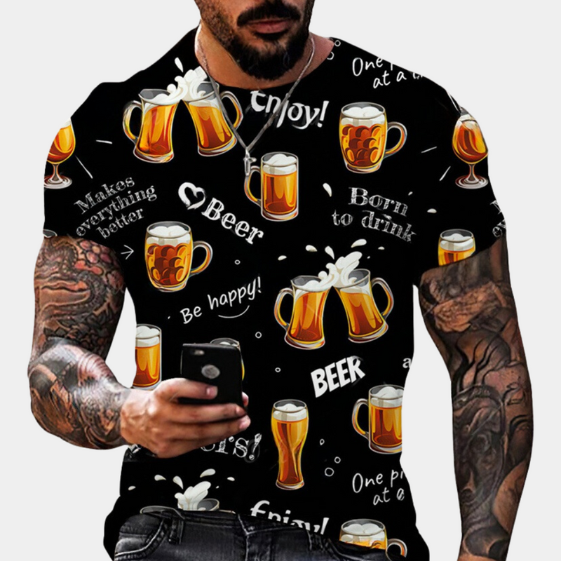 Nikos - Verspieltes Print Oktoberfest T-Shirt für Herren