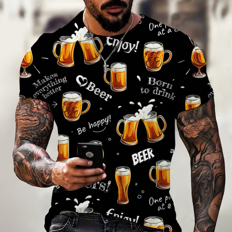 Nikos - Verspieltes Print Oktoberfest T-Shirt für Herren