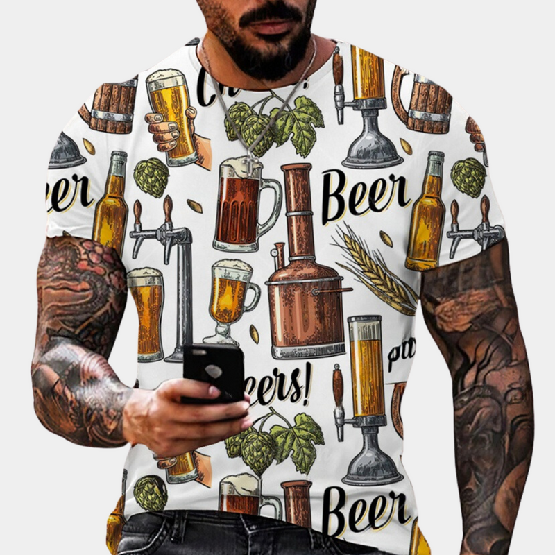 Nikos - Verspieltes Print Oktoberfest T-Shirt für Herren