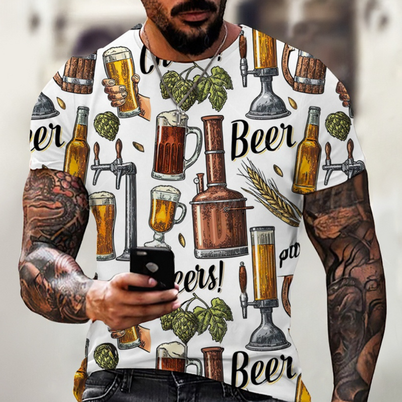 Nikos - Verspieltes Print Oktoberfest T-Shirt für Herren