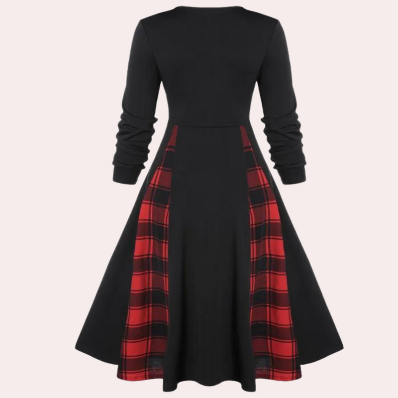 Elegantes A-Linien-Kleid mit stilvollem Karomuster