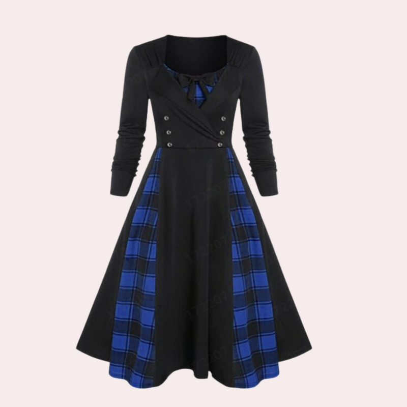 Elegantes A-Linien-Kleid mit stilvollem Karomuster