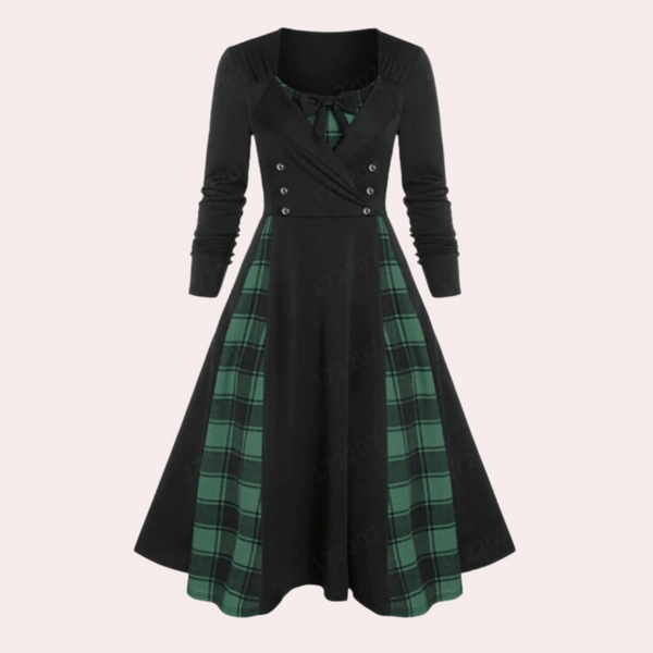 Elegantes A-Linien-Kleid mit stilvollem Karomuster