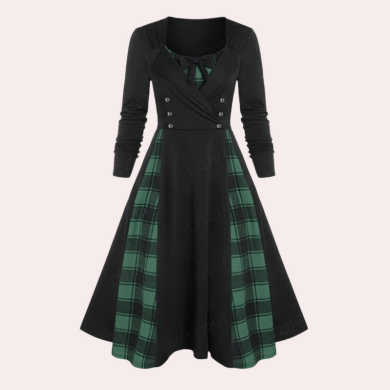 Elegantes A-Linien-Kleid mit stilvollem Karomuster