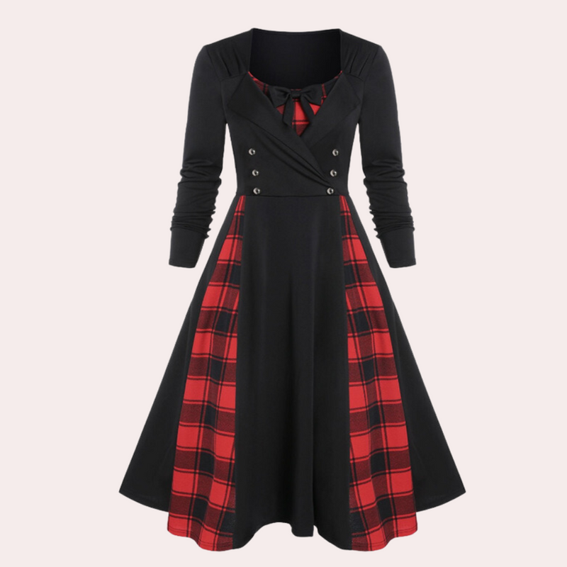 Elegantes A-Linien-Kleid mit stilvollem Karomuster