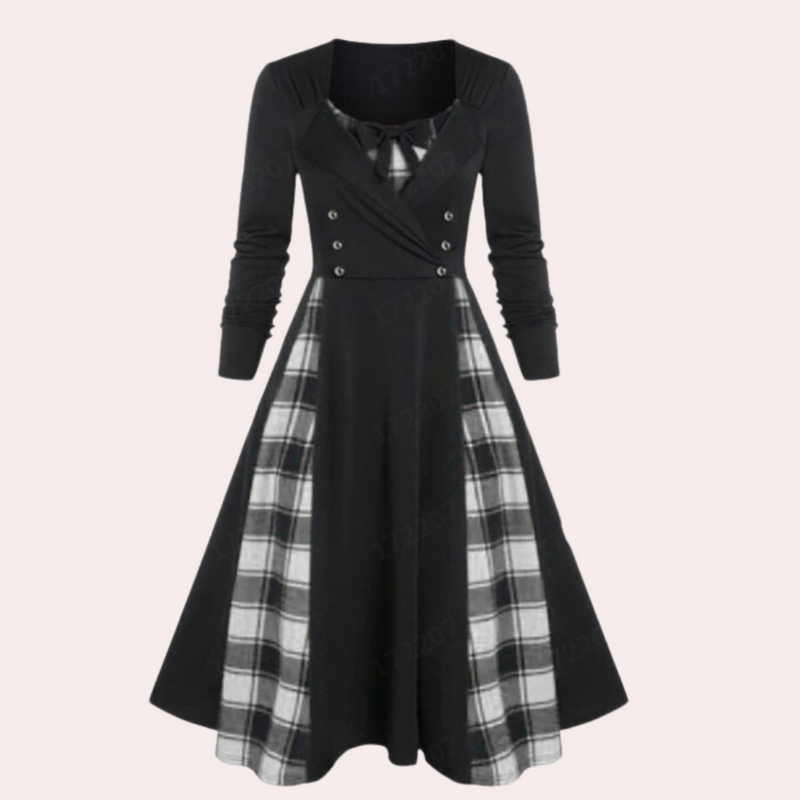 Elegantes A-Linien-Kleid mit stilvollem Karomuster