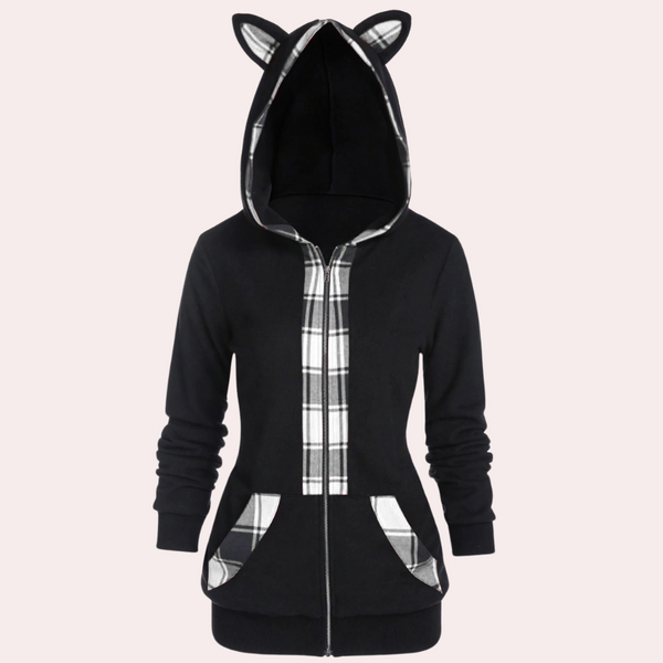 Elektra – Warmer Mantel mit Katzenohren für Damen