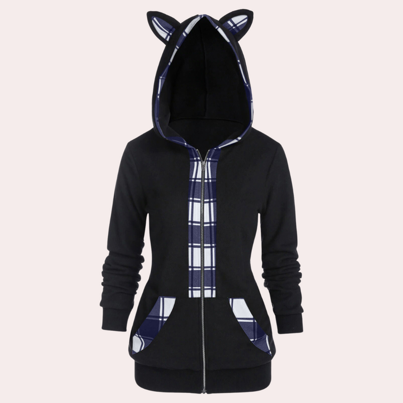 Elektra – Warmer Mantel mit Katzenohren für Damen